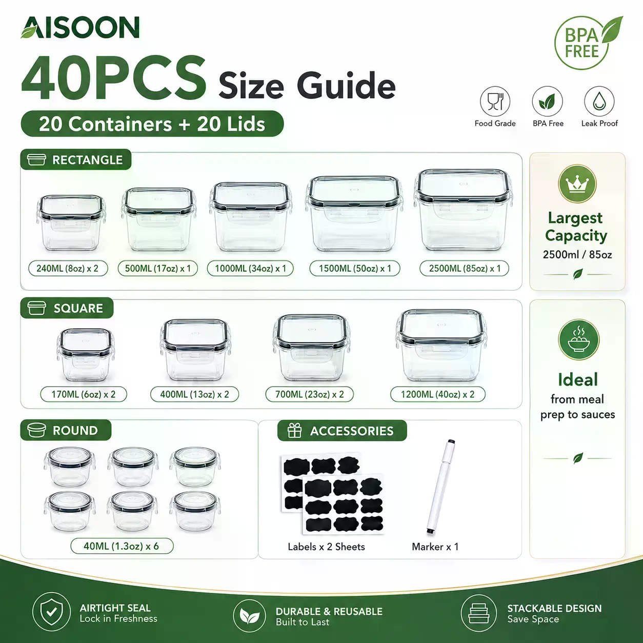 40 PCS Set Wadah Penyimpanan M - Meal Prep Oatmeal ulasan dan harga