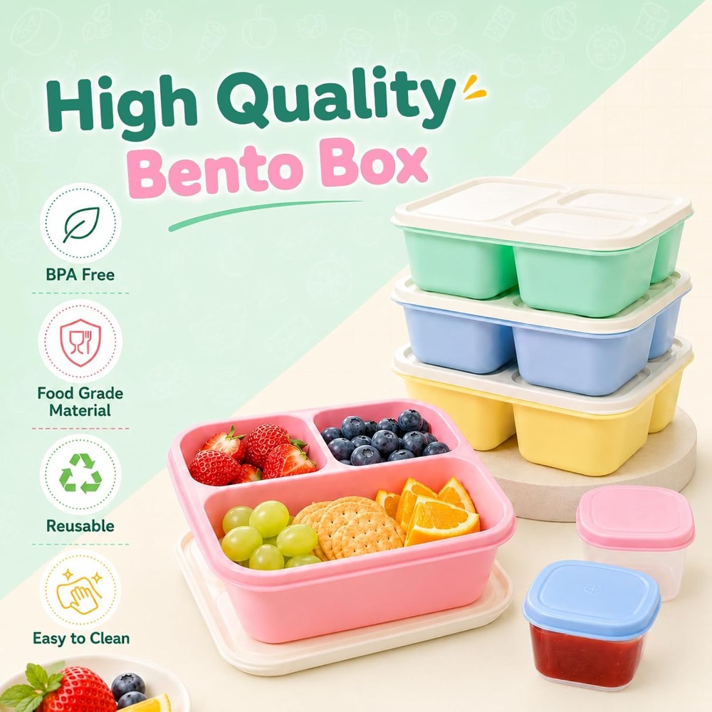 Kotak Bento 3 Kompartemen untu - Meal Prep Healthy Lunch ulasan dan harga
